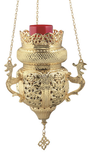 Large Brass Hanging Vigil Lamp