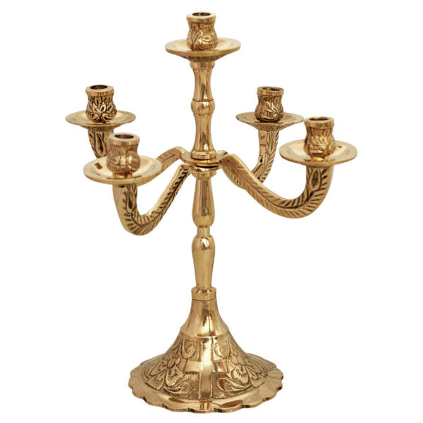 Brass 5 arm candle holder