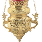 Large Gold Plated Hanging Vigil Lamp
