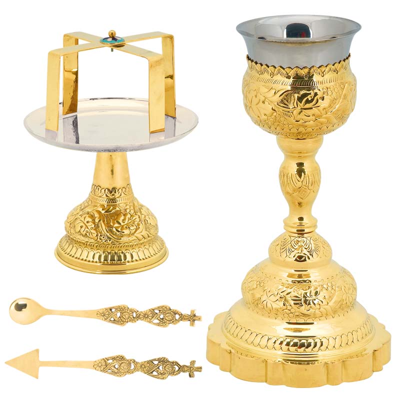 Gold Plated Church Chalice Set