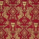 Cross Angels & Chalice Pattern Brocade Red