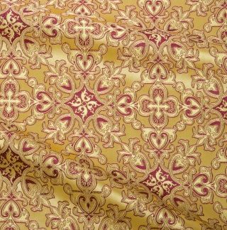 Cross and Floral Pattern Brocade Gold