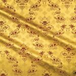 Cross and Floral Pattern Brocade Yellow