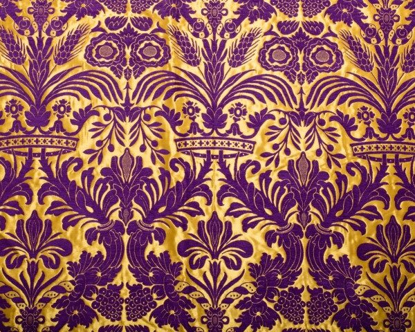 Crown & Floral Pattern Brocade Purple ZAK 207-C2-6