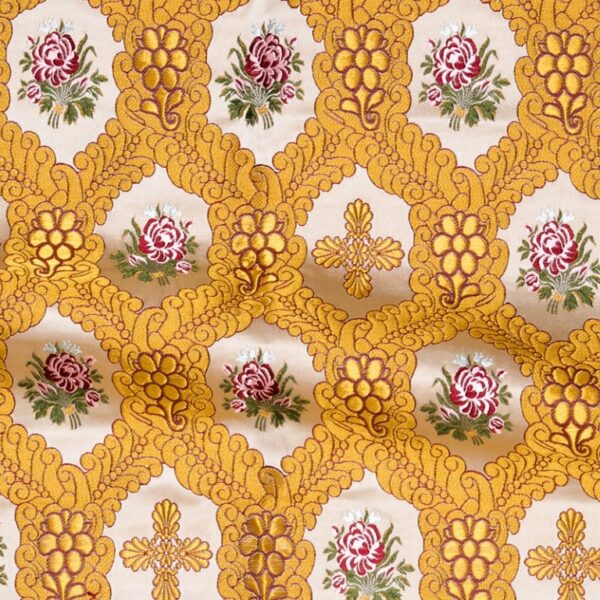 Floral & Cross Pattern Brocade Gold 2 ZAK189-8