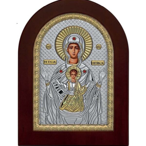 Virgin Mary Of Tsambika Silver Icon