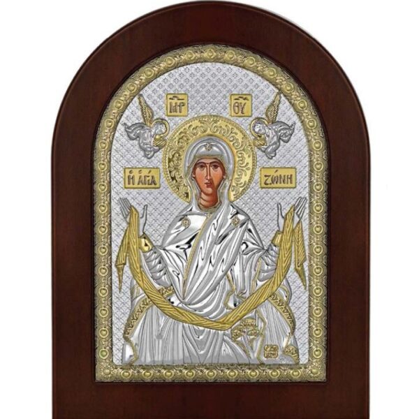 The Holy Belt Of Theotokos Silver Icon